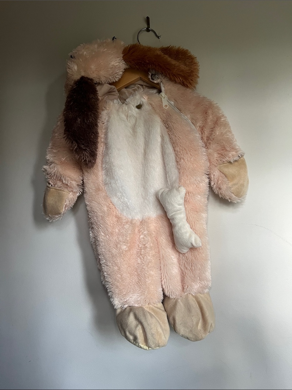 Plush Beige Puppy Baby Costume with Cream Belly